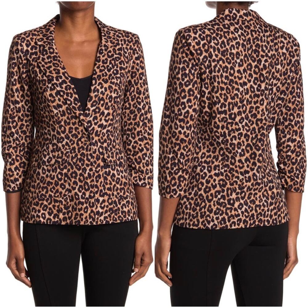 Likely Amelia Leopard Print Notch Lapel Blazer in Leopard, XS